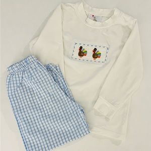 Boys - Eliza James Smocked Turkey pants set. Size 4T